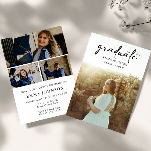 Black and white Simple Graduation Party Class 26 Invitation