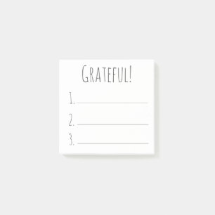 Black And White Simple Grateful Gratitude List   Post-it Notes