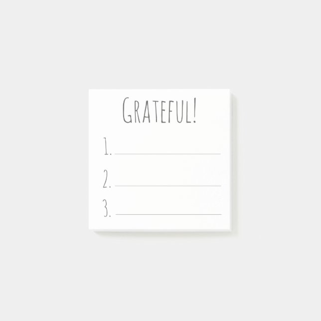 Black And White Simple Grateful Gratitude List   Post-it Notes (Front)