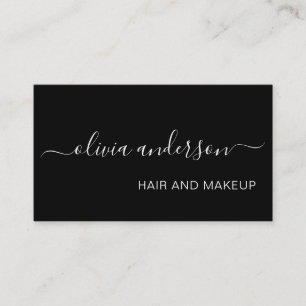 Black and White Simple Hair Makeup Salon Business Card