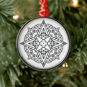Black and White Simple Mandala Metal Tree Decoration