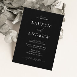 Black and White Simple Minimalist 1 Wedding Invitation