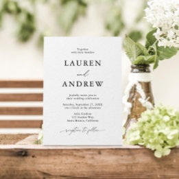 Black and White Simple Minimalist 3 Wedding Invitation