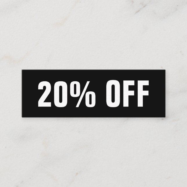 Black and white simple modern discount card (Front)