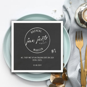Black and White Simple Modern Fun Facts Wedding Napkin