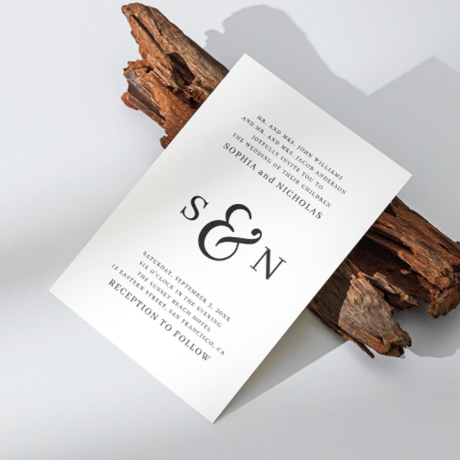 Black and white simple modern minimalist wedding invitation (Creator Uploaded)