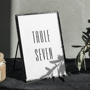 Black and white simple modern minimalist wedding table number