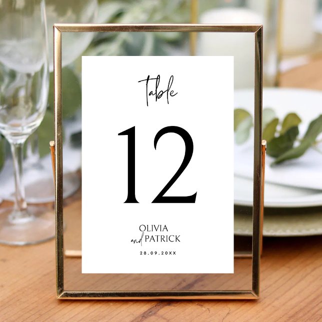 Black and White Simple Modern Minimalist Wedding Table Number (Creator Uploaded)