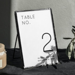 Black and white simple modern minimalist wedding table number