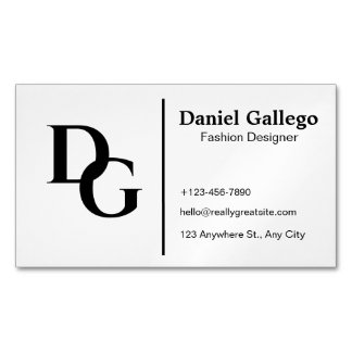 Black And White Simple Monogram Personal Magnetic Business Card