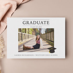 Black and White Simple Photo Graduation Party Invitation