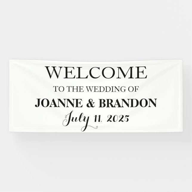 Black and White Simple Script Minimalist Wedding Banner (Horizontal)