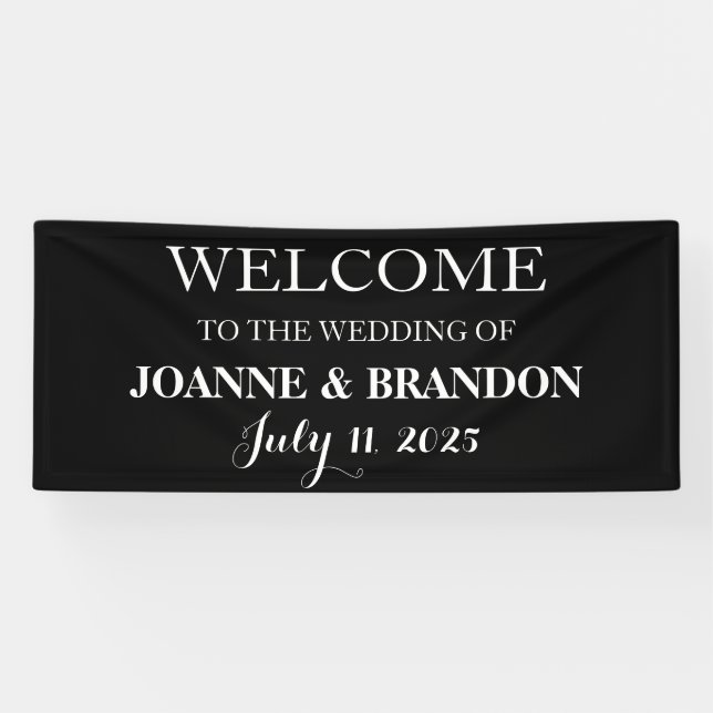 Black and White Simple Script Minimalist Wedding Banner (Horizontal)