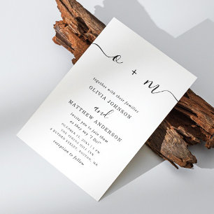 Black and white simple script minimalist wedding invitation
