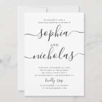Black and white simple script rehearsal dinner