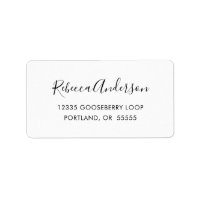 Black and White Simple Script Return Address