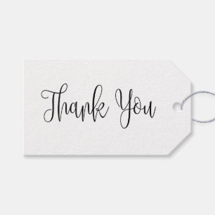 Black and white simple script wedding thank you gift tags