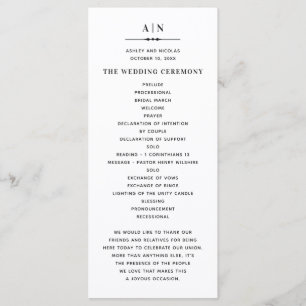 Black and white simple typography classic wedding programme