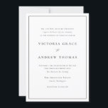 Black and White Simple Typography Formal Wedding Invitation<br><div class="desc">Invite guests to your wedding with this customisable elegant wedding invitation. This minimalist wedding invitation features wording where the Bride’s parents are hosting. It features simple typography, modern calligraphy and a simple border. Personalise this simple wedding invitation by adding your event details. This formal wedding invitation is perfect for any...</div>