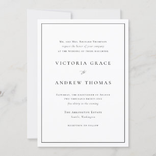 Black and White Simple Typography Formal Wedding Invitation