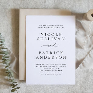 Black and White Simple Typography Wedding Invitation
