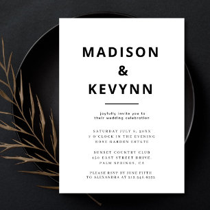 Black and White   Simple Wedding Invitation