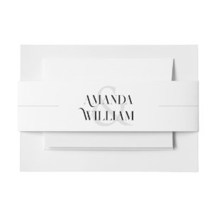 Black and White Simple Wedding Invitation Belly Band