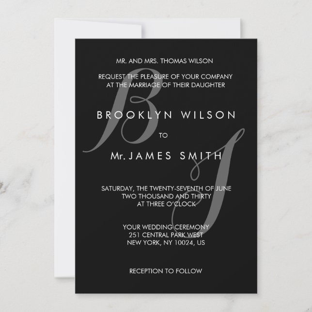 Black And White Simple Wedding Invitations (Front)