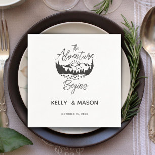 Black and White Simple Wedding Personalised Napkin