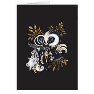 Black and white Singing Goats ink illustration