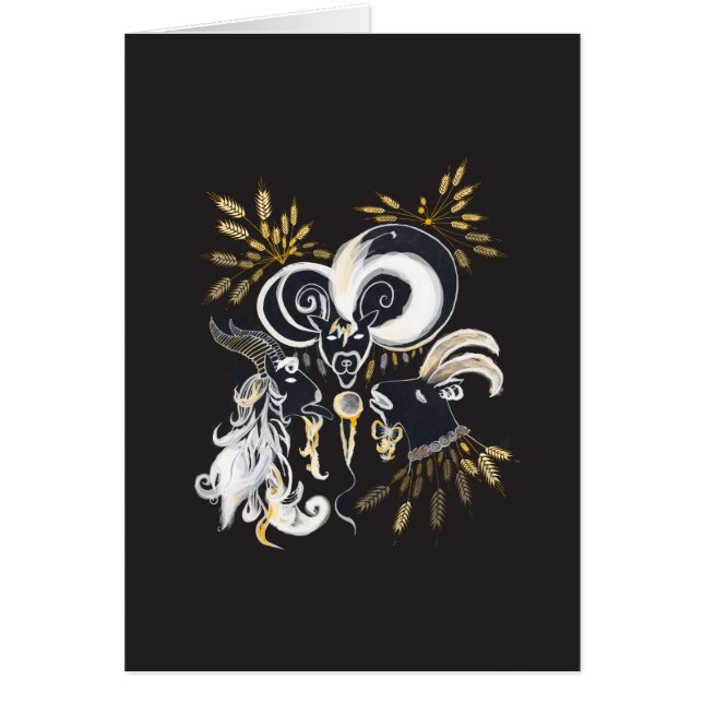 Black and white Singing Goats ink illustration (Front)