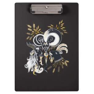 Black and white Singing Goats ink illustration Clipboard