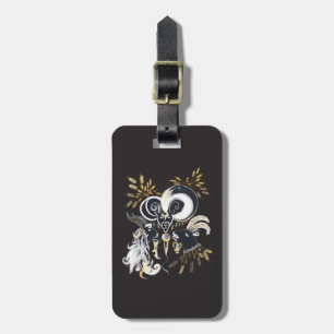 Black and white Singing Goats ink illustration Luggage Tag