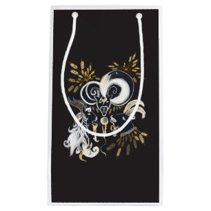 Black and white Singing Goats ink illustration Small Gift Bag
