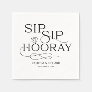 Black And White Sip Sip Hooray Engagement Party Napkin