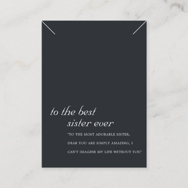 BLACK AND WHITE SISTER GIFT NECKLACE DISPLAY CARD (Front)