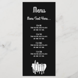 Black and White Siverware Design Menu Rack Card