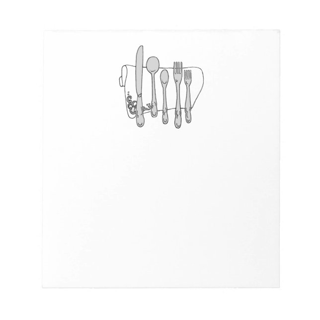 Black and White Siverware Design Notepad (Front)
