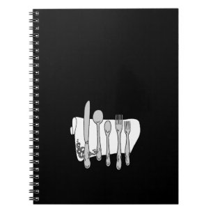 Black and White Siverware Design Recipe Notebook