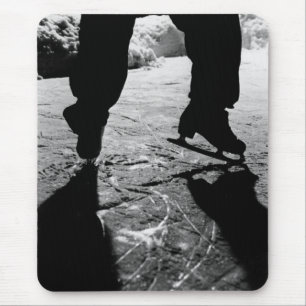 Black and White Skates Silhouette Mouse Mat