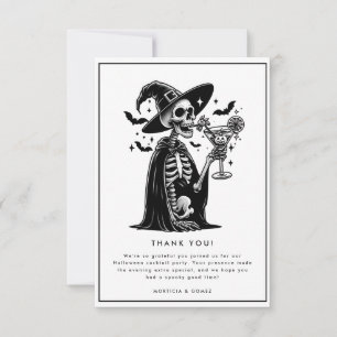 Black and White Skeleton Halloween Party Thank You Card