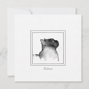 Black and White Sketch of a Balinese Cat  Card