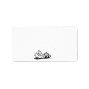 black and white sketch of Mountains Label