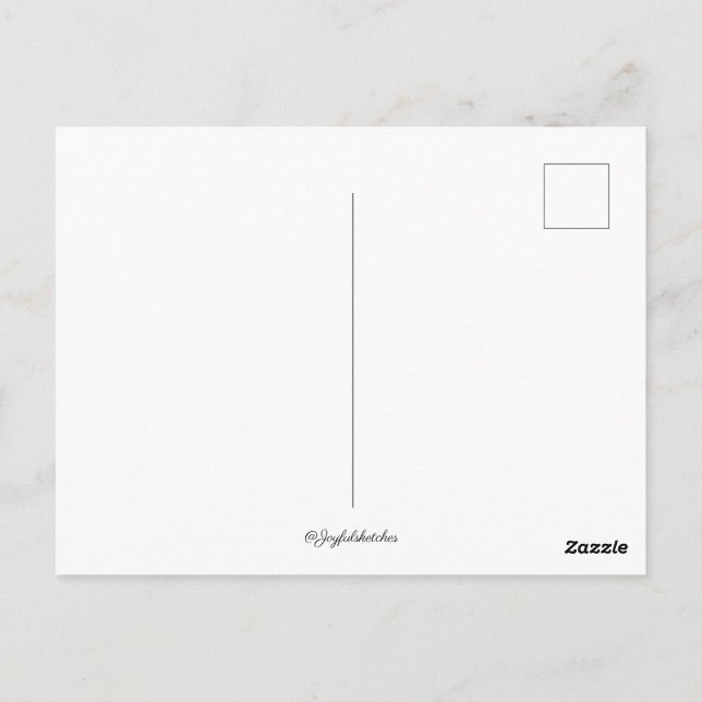 black and white sketch of Mountains Postcard (Back)