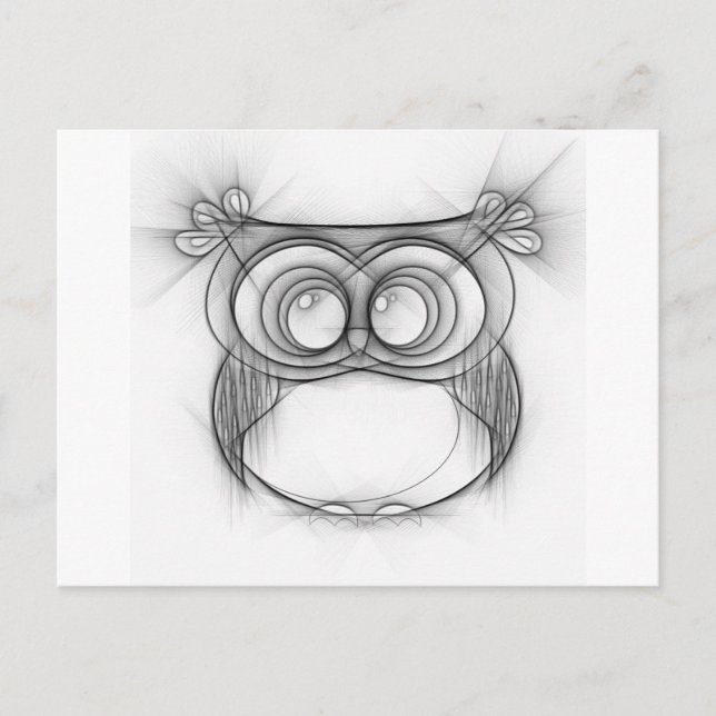 Black and White Sketch of Owl Postcard (Front)