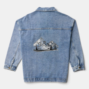 Black and White Sketches on Motto Denim Jacket