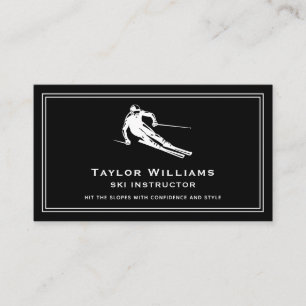 Black And White Skier Skiing Coach Ski Instructor Business Card