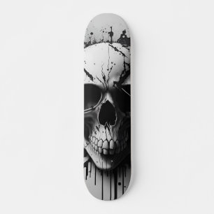  Black and White Skull  #3 - Numb-Skulls Design  Skateboard