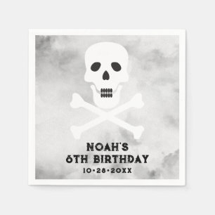 Black and White Skull Birthday Napkin