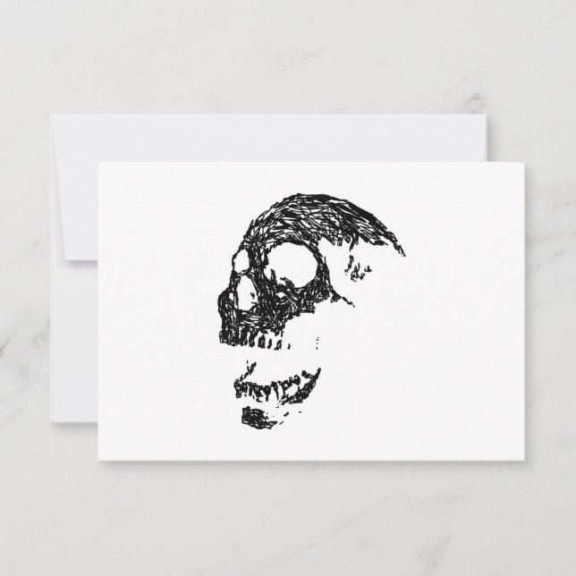 Black and White Skull Design. RSVP Card (Front)